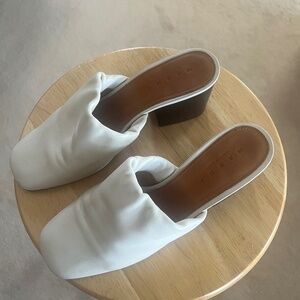 Marni Cream Block Heel Square Toe Slides - 39/9